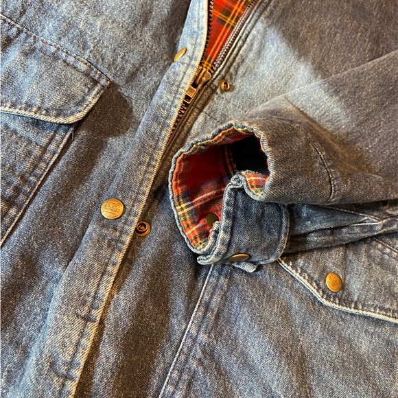 Vintage denim barn coat - flannel utility jacket - Picture 4 of 8